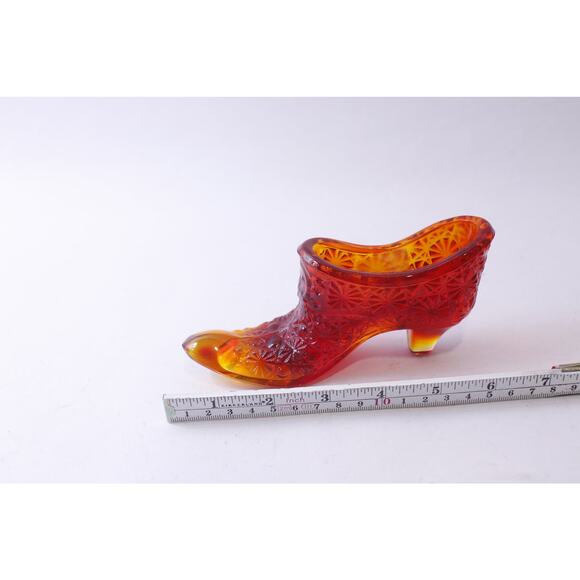 Fenton Amberina, Glass Shoe Slipper, Daisy Button Pattern, Art Object, Home - Picture 3 of 3